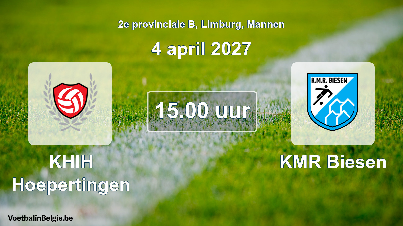 Geplande wedstrijd mannenvoetbal: KHIH Hoepertingen - KMR Biesen (4 april 2027)