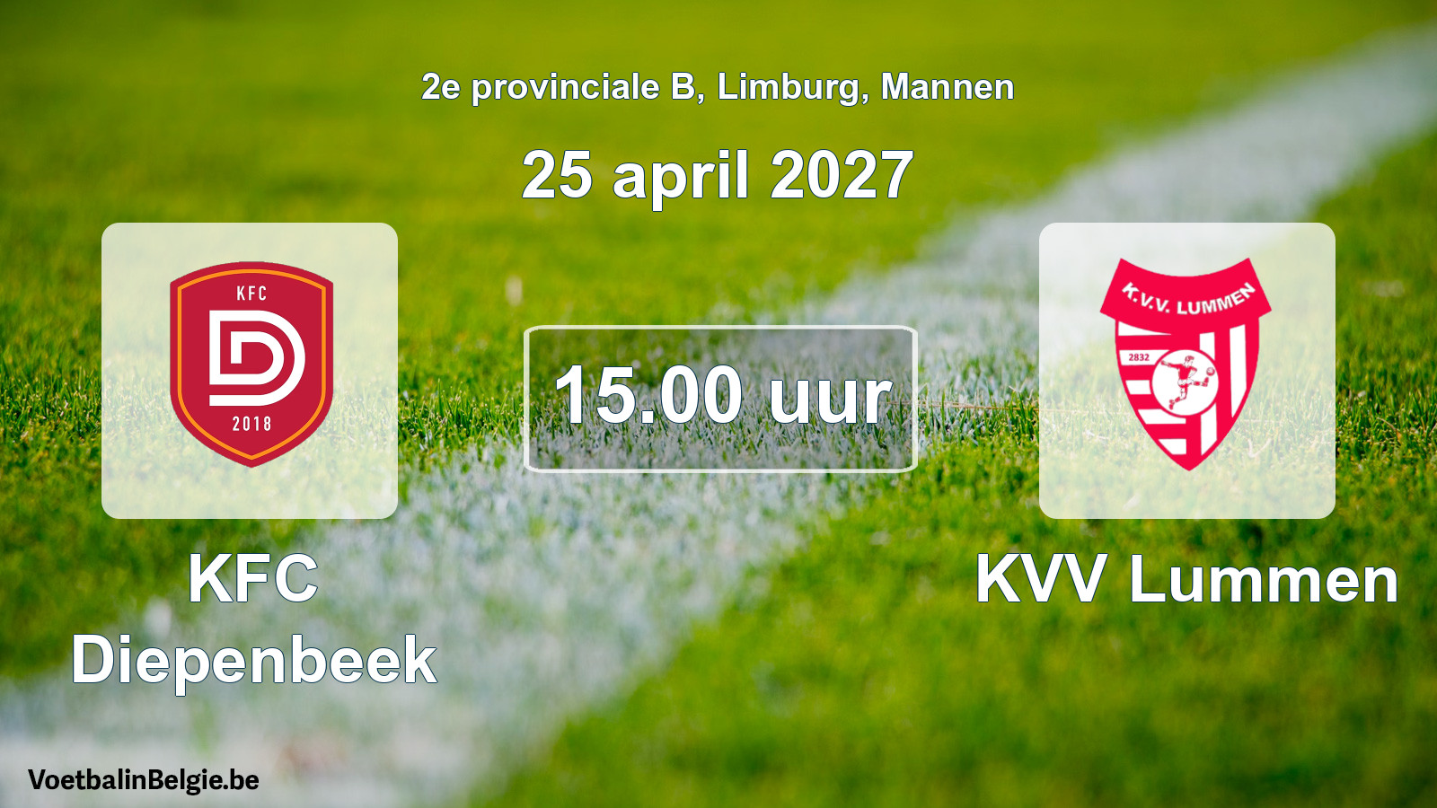 Scheduled match men football: KFC Diepenbeek - KVV Lummen (25 April 2027)