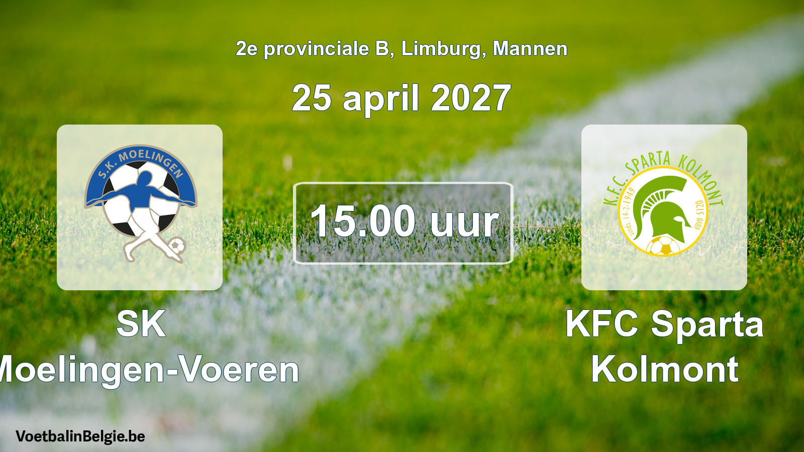 Geplande wedstrijd mannenvoetbal: SK Moelingen-Voeren - KFC Sparta Kolmont (25 april 2027)