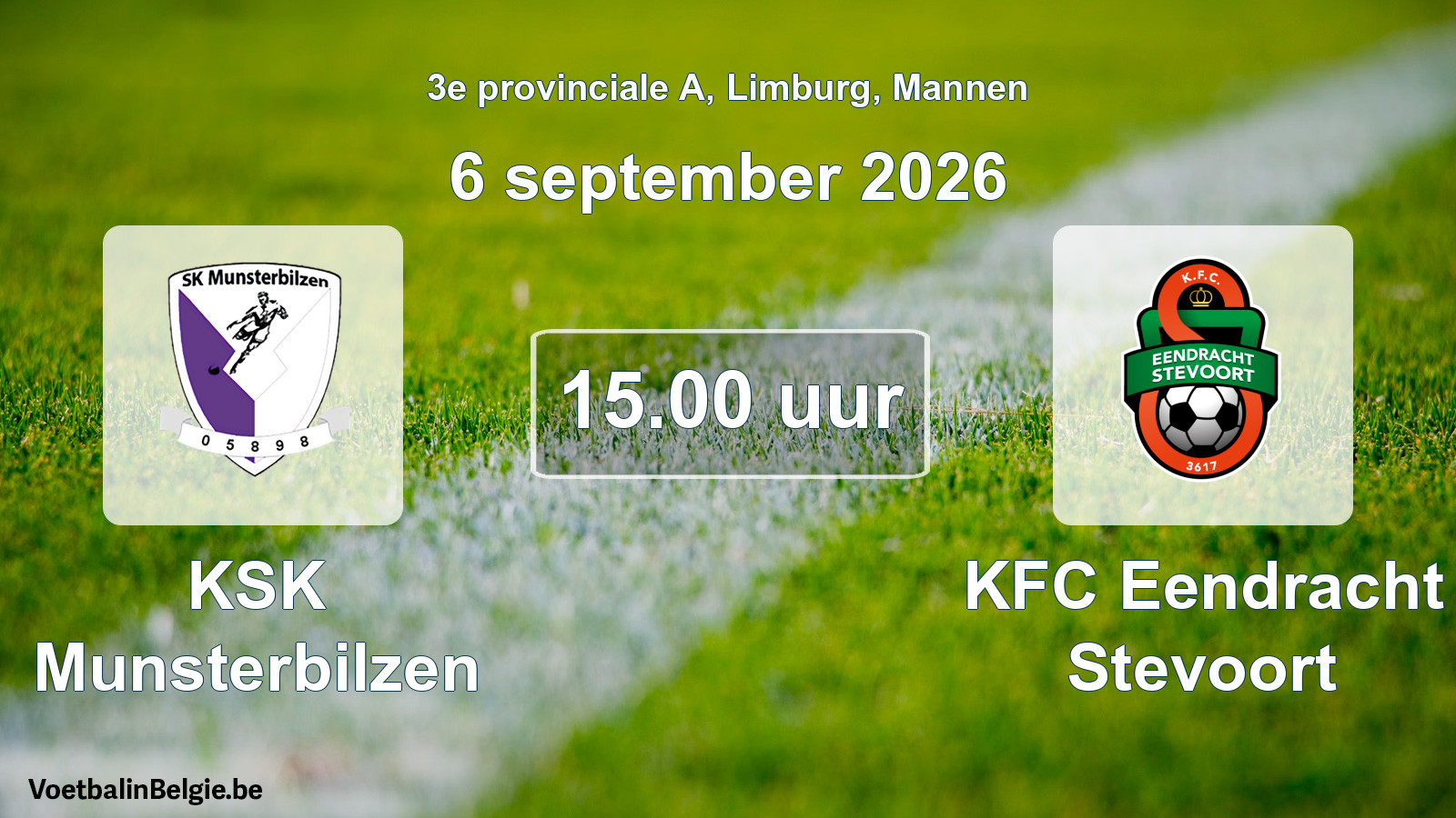 Geplande wedstrijd mannenvoetbal: KSK Munsterbilzen - KFC Eendracht Stevoort (6 september 2026)