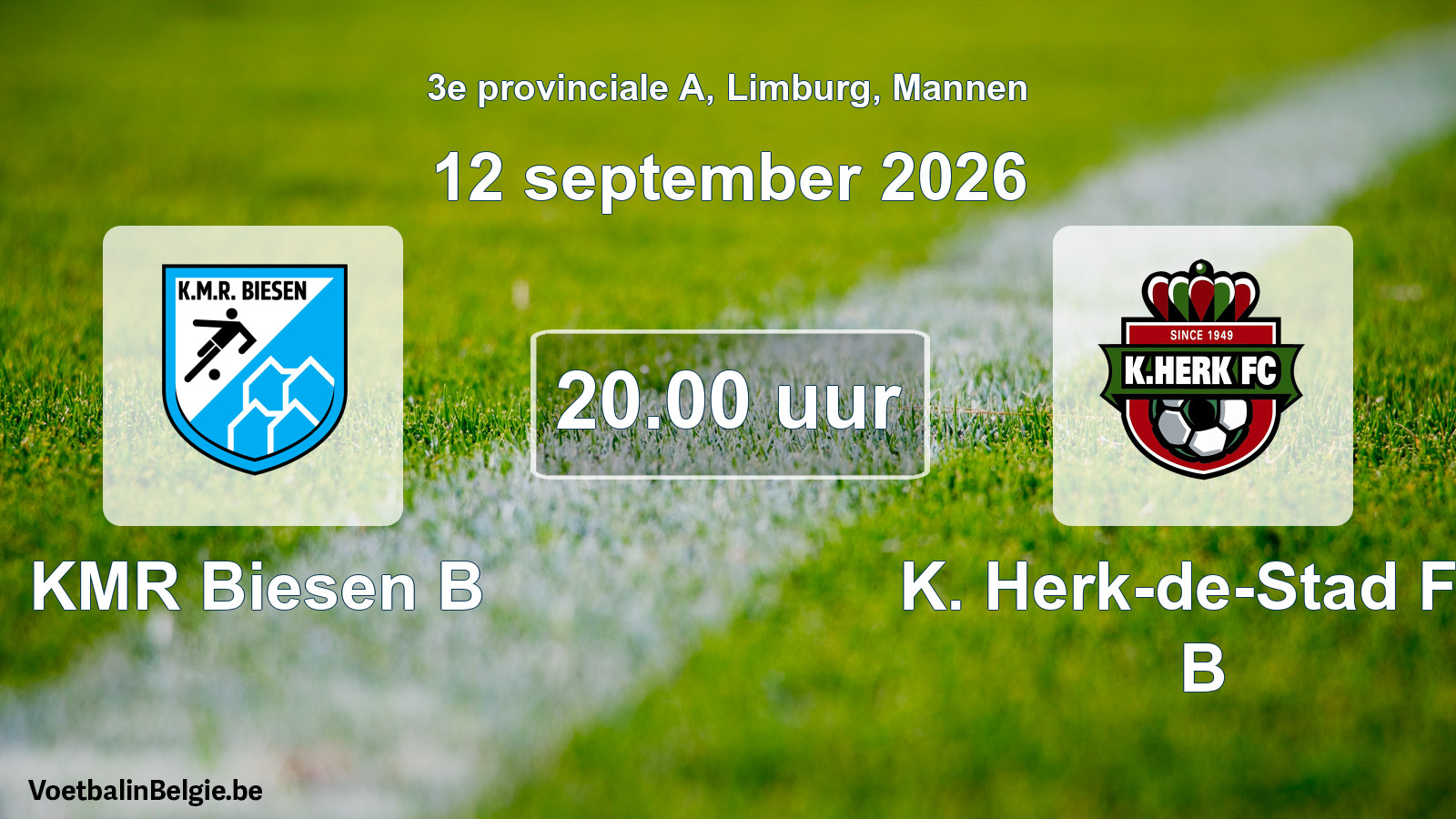 Geplande wedstrijd mannenvoetbal: KMR Biesen B - K. Herk-de-Stad FC B (12 september 2026)