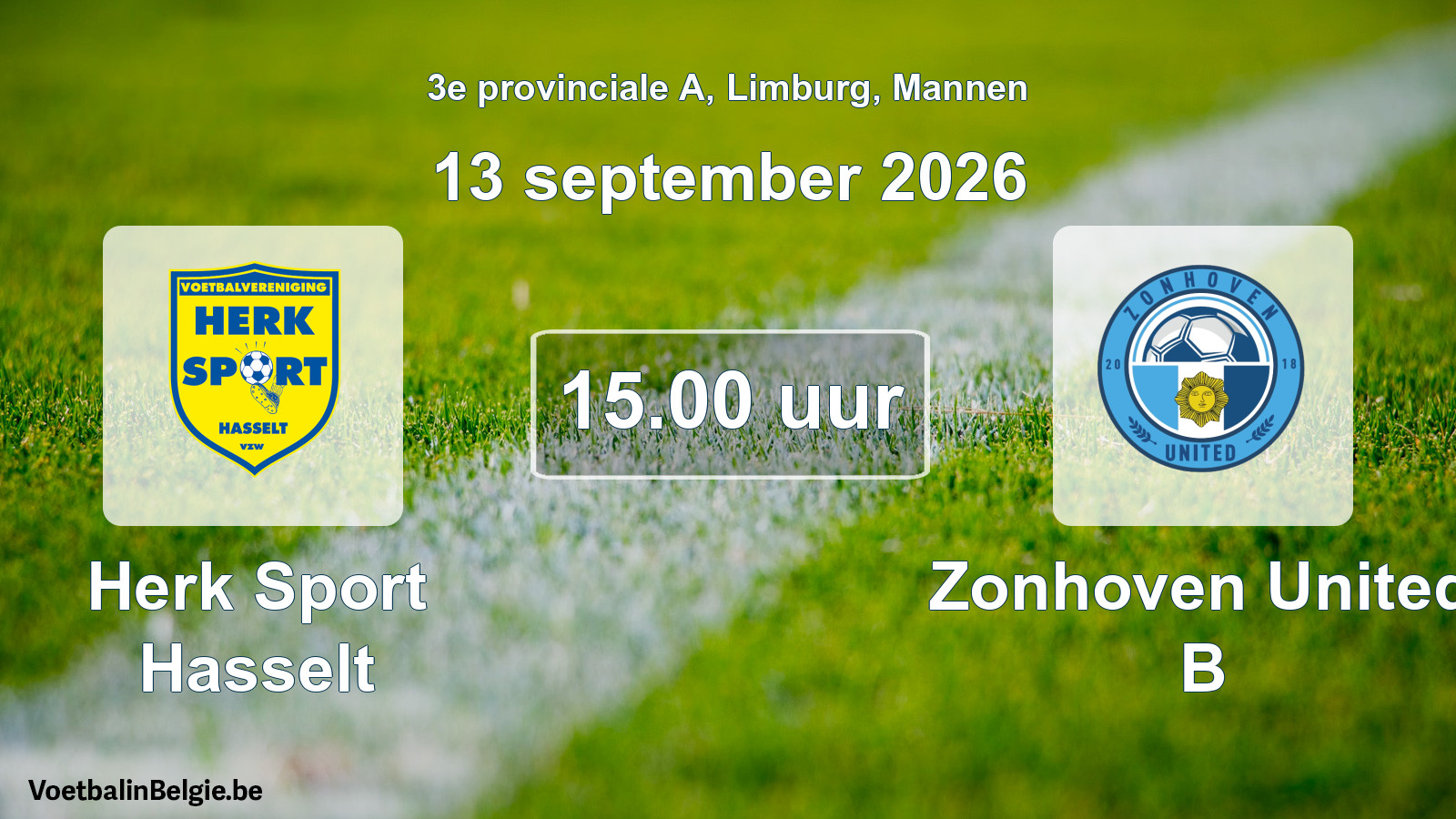 Geplande wedstrijd mannenvoetbal: Herk Sport Hasselt - Zonhoven United B (13 september 2026)
