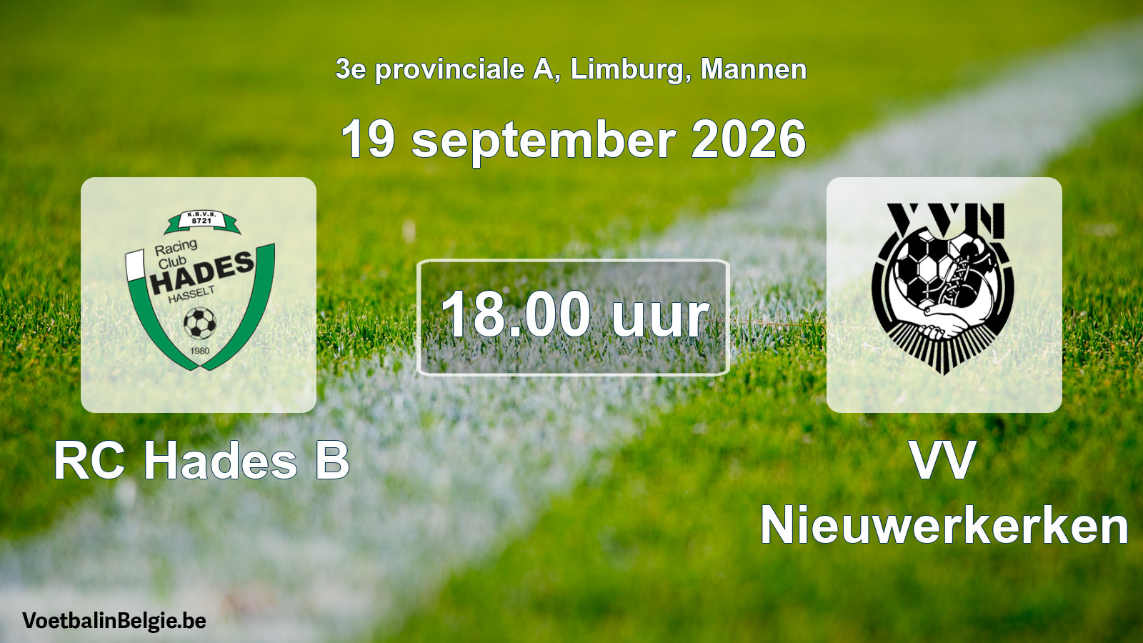 Scheduled match men football: RC Hades B - VV Nieuwerkerken (19 September 2026)