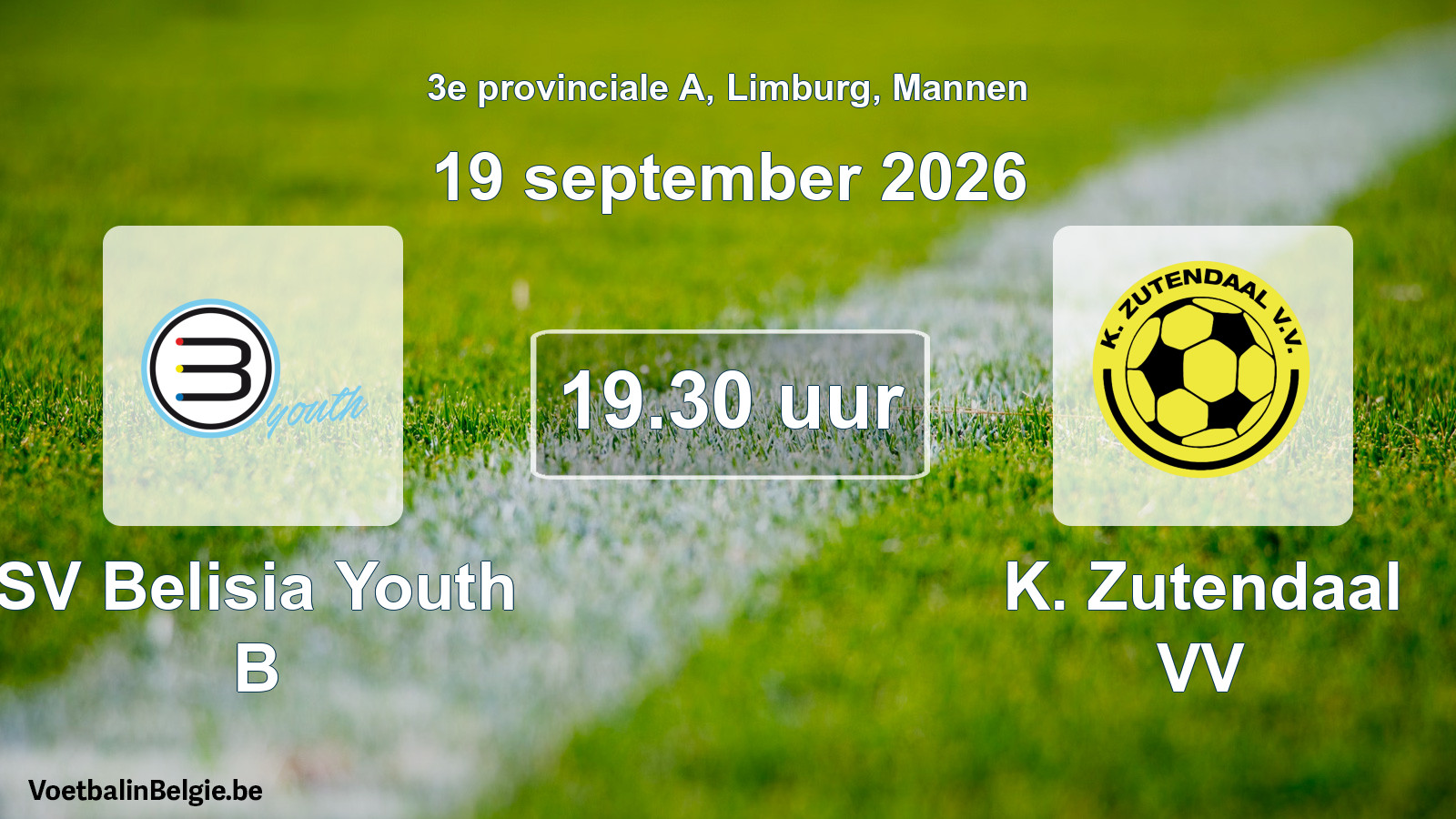 Scheduled match men football: SV Belisia Youth B - K. Zutendaal VV (19 September 2026)