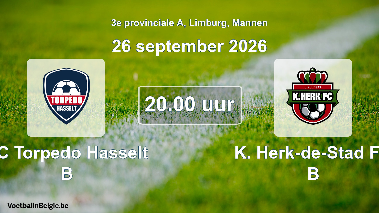 Geplande wedstrijd mannenvoetbal: FC Torpedo Hasselt B - K. Herk-de-Stad FC B (26 september 2026)