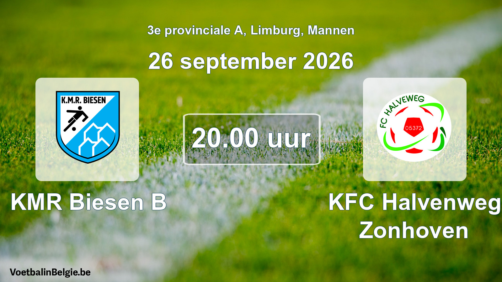 Geplande wedstrijd mannenvoetbal: KMR Biesen B - KFC Halvenweg Zonhoven (26 september 2026)