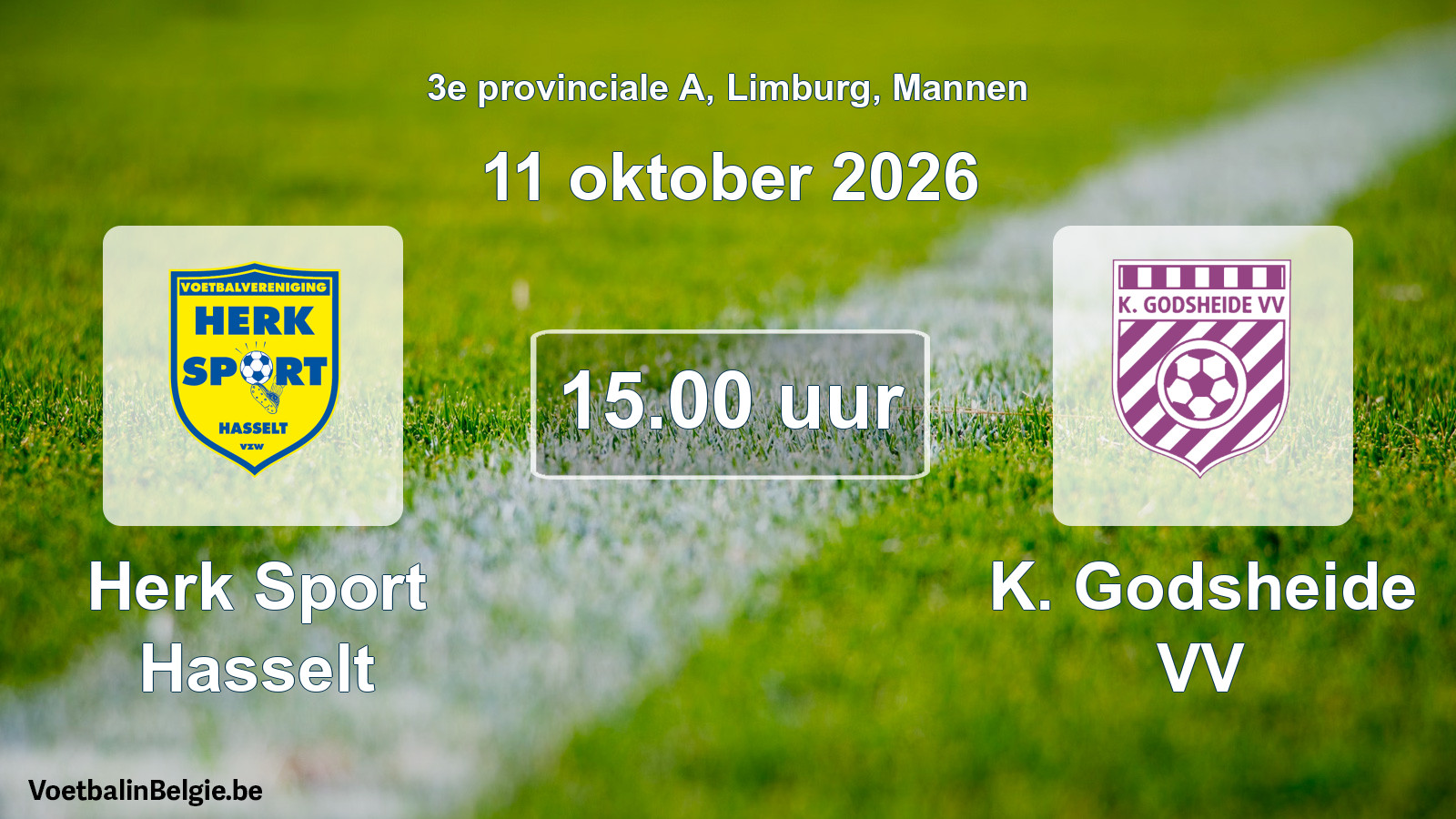 Geplande wedstrijd mannenvoetbal: Herk Sport Hasselt - K. Godsheide VV (11 oktober 2026)