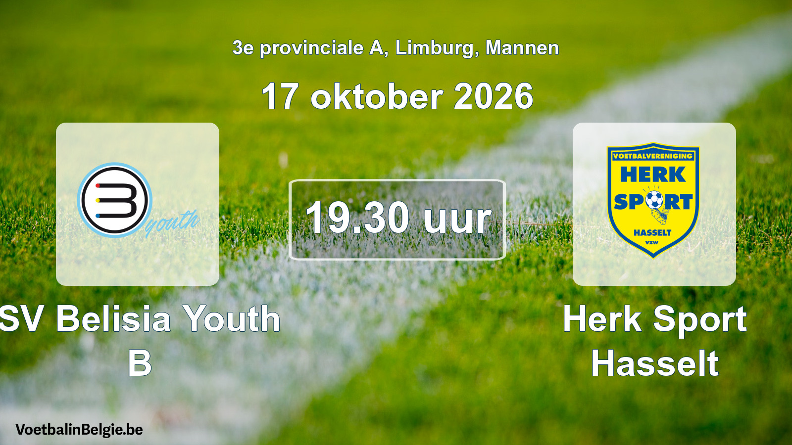 Geplande wedstrijd mannenvoetbal: SV Belisia Youth B - Herk Sport Hasselt (17 oktober 2026)