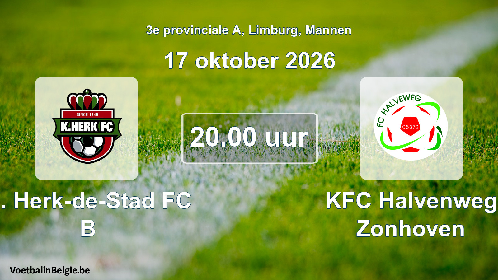Geplande wedstrijd mannenvoetbal: K. Herk-de-Stad FC B - KFC Halvenweg Zonhoven (17 oktober 2026)