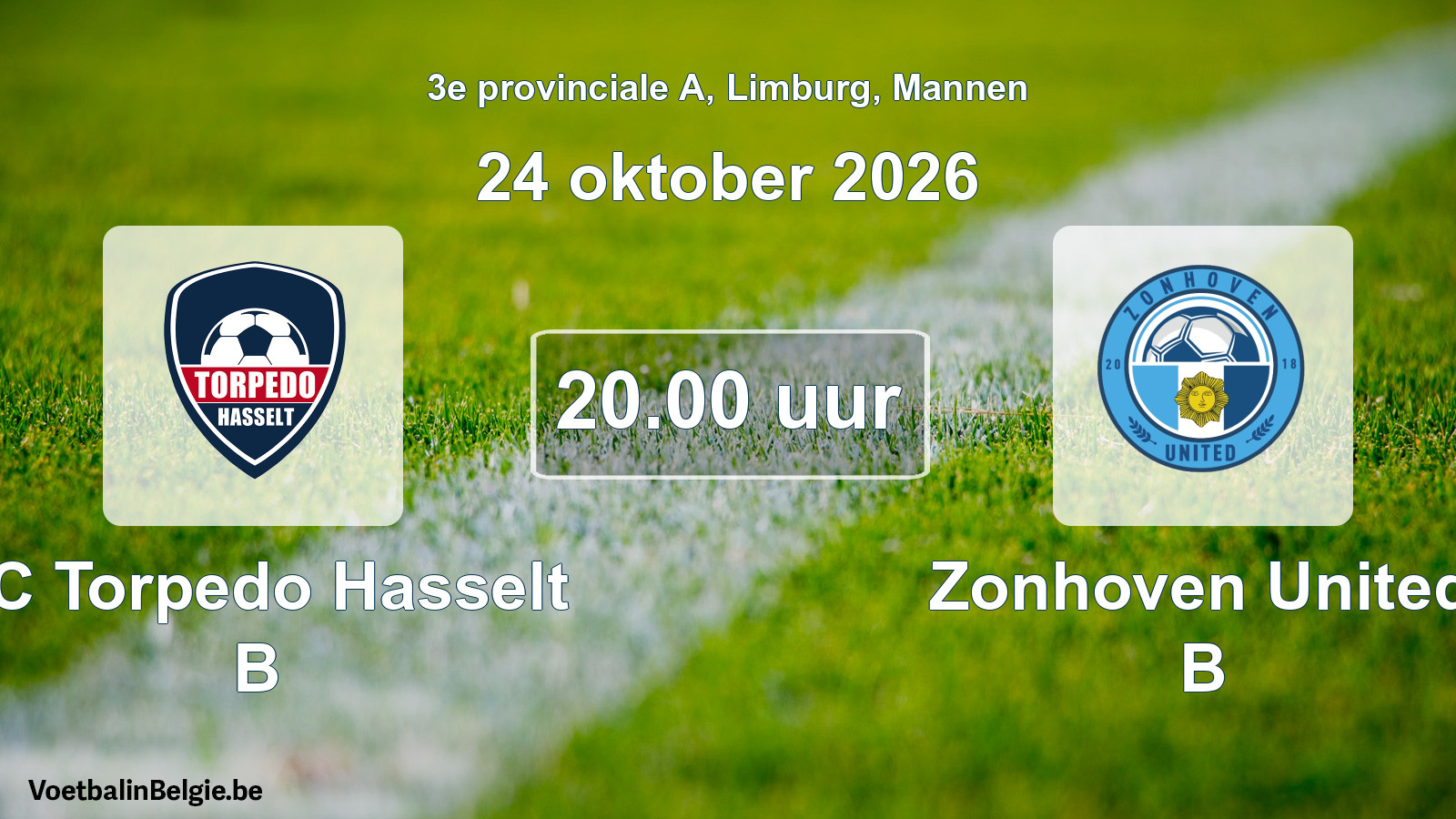 Geplande wedstrijd mannenvoetbal: FC Torpedo Hasselt B - Zonhoven United B (24 oktober 2026)