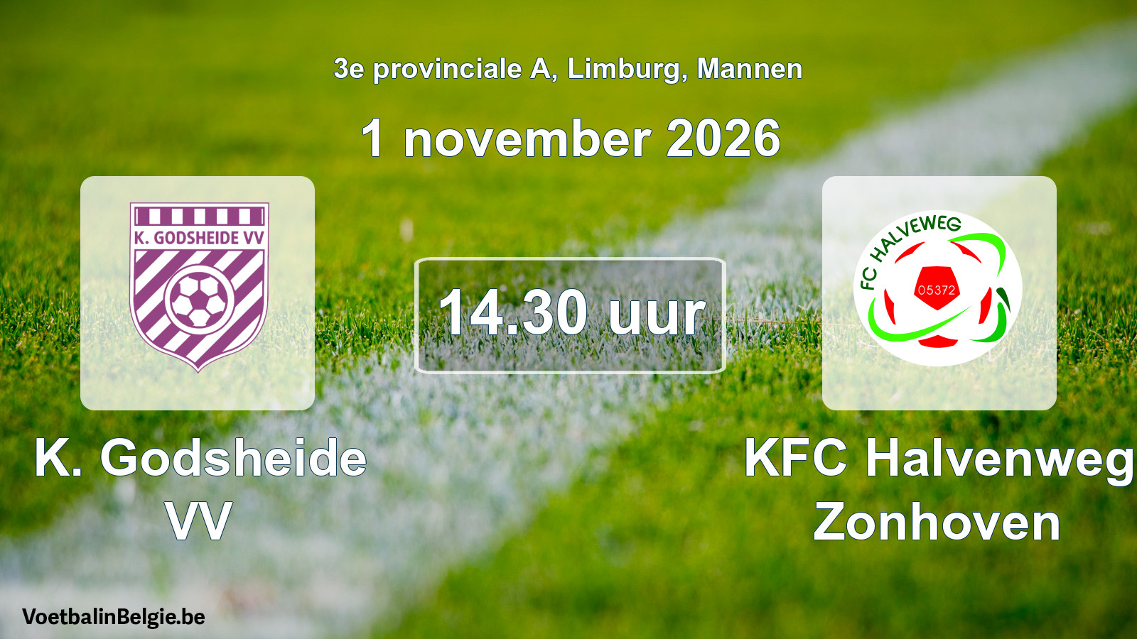 Geplande wedstrijd mannenvoetbal: K. Godsheide VV - KFC Halvenweg Zonhoven (1 november 2026)