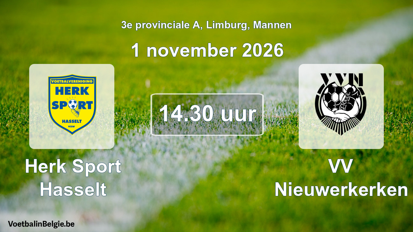 Geplande wedstrijd mannenvoetbal: Herk Sport Hasselt - VV Nieuwerkerken (1 november 2026)