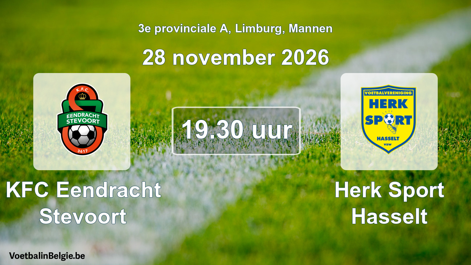 Geplande wedstrijd mannenvoetbal: KFC Eendracht Stevoort - Herk Sport Hasselt (28 november 2026)