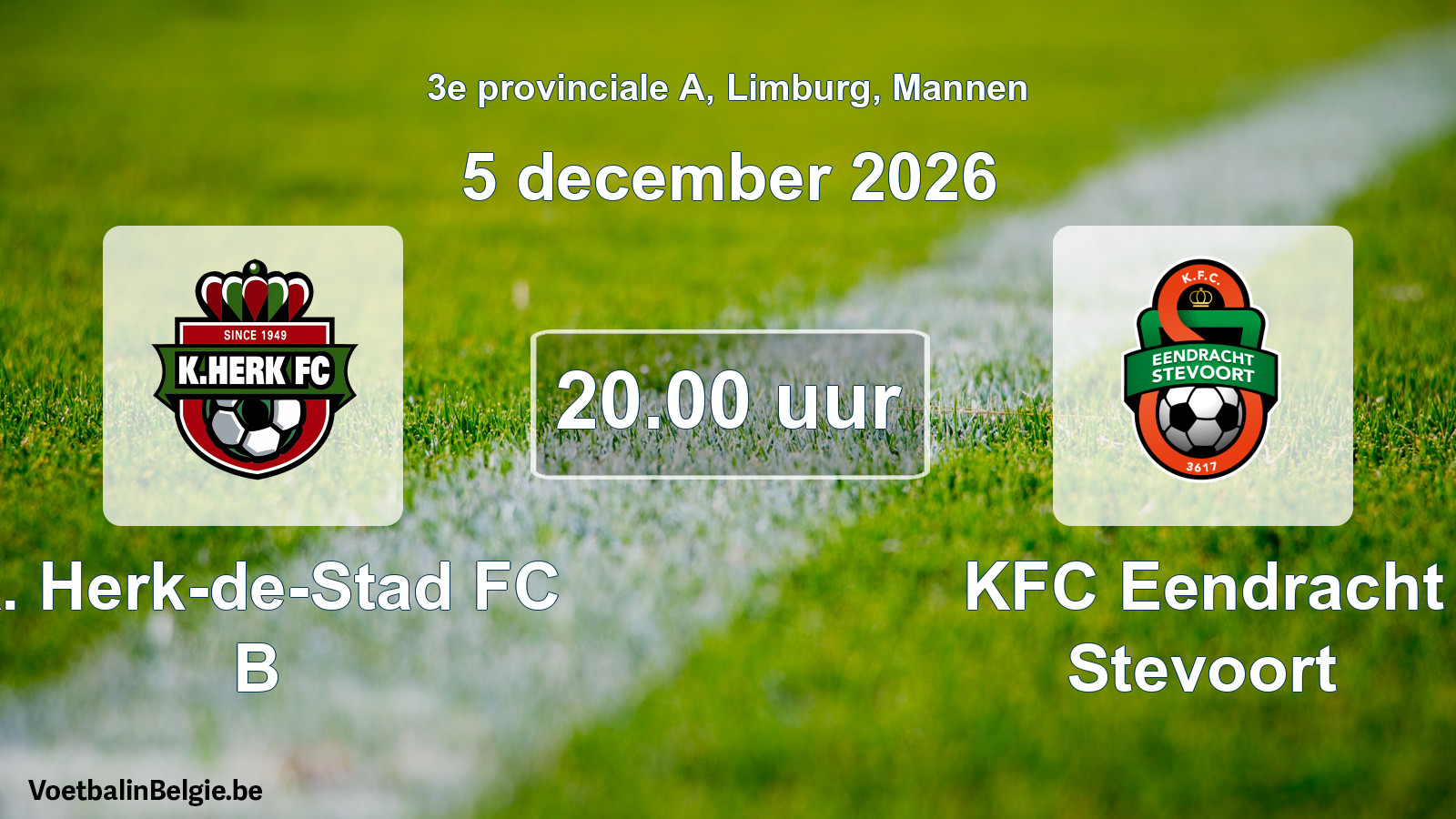 Geplande wedstrijd mannenvoetbal: K. Herk-de-Stad FC B - KFC Eendracht Stevoort (5 december 2026)