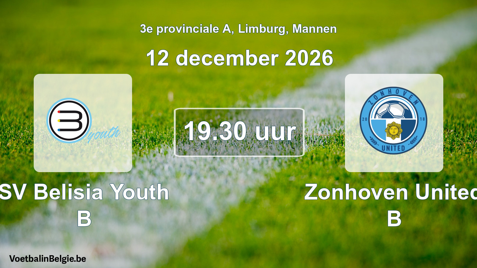 Geplande wedstrijd mannenvoetbal: SV Belisia Youth B - Zonhoven United B (12 december 2026)