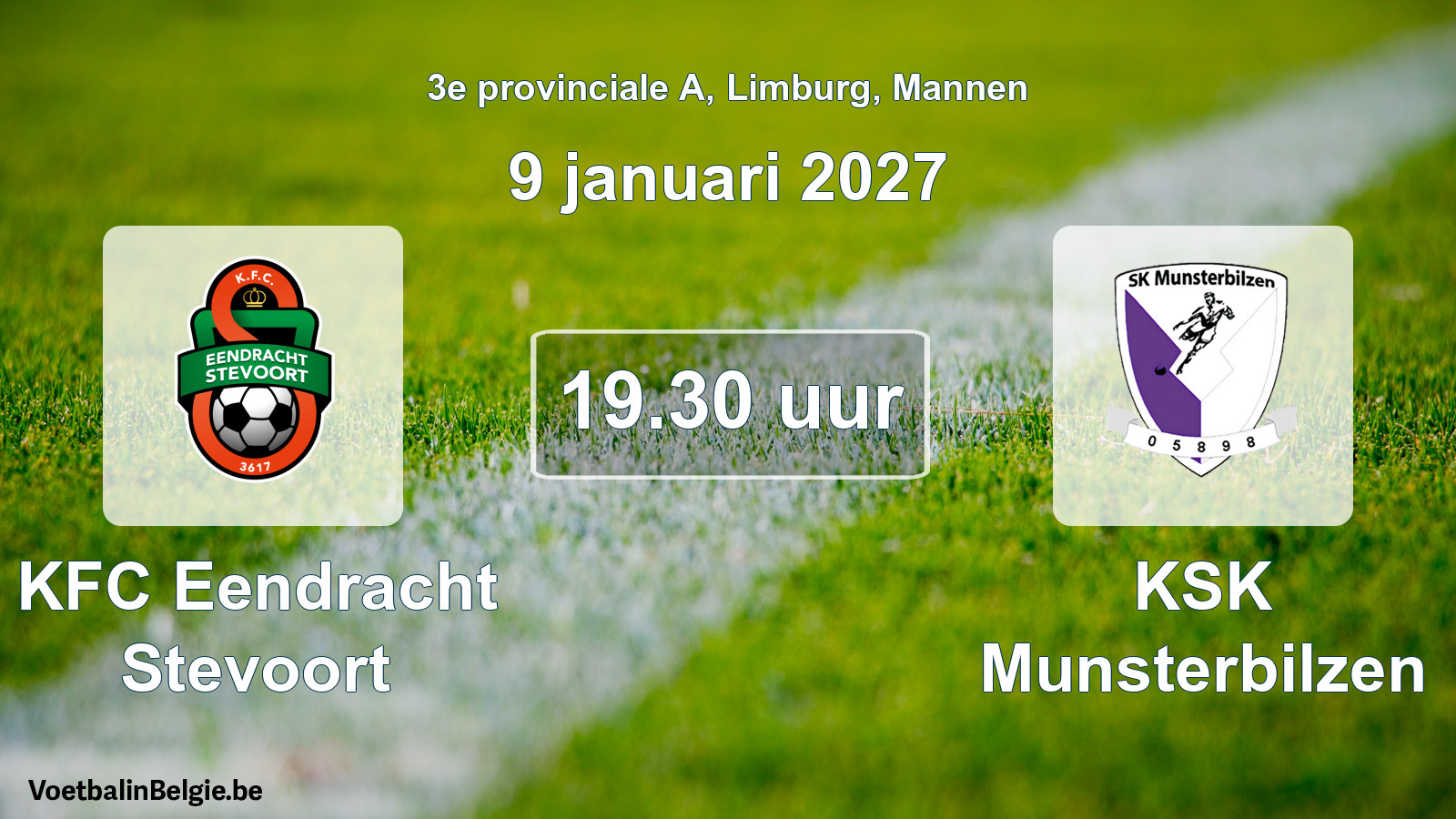 Geplande wedstrijd mannenvoetbal: KFC Eendracht Stevoort - KSK Munsterbilzen (9 januari 2027)