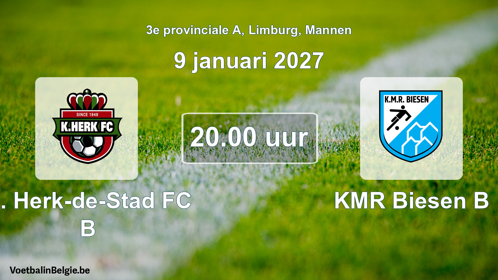 Geplande wedstrijd mannenvoetbal: K. Herk-de-Stad FC B - KMR Biesen B (9 januari 2027)