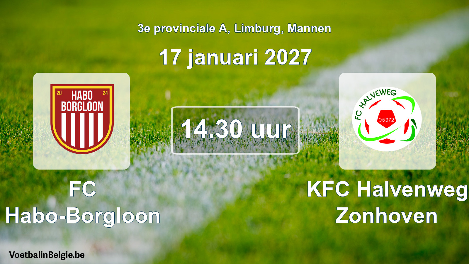 Geplande wedstrijd mannenvoetbal: FC Habo-Borgloon - KFC Halvenweg Zonhoven (17 januari 2027)