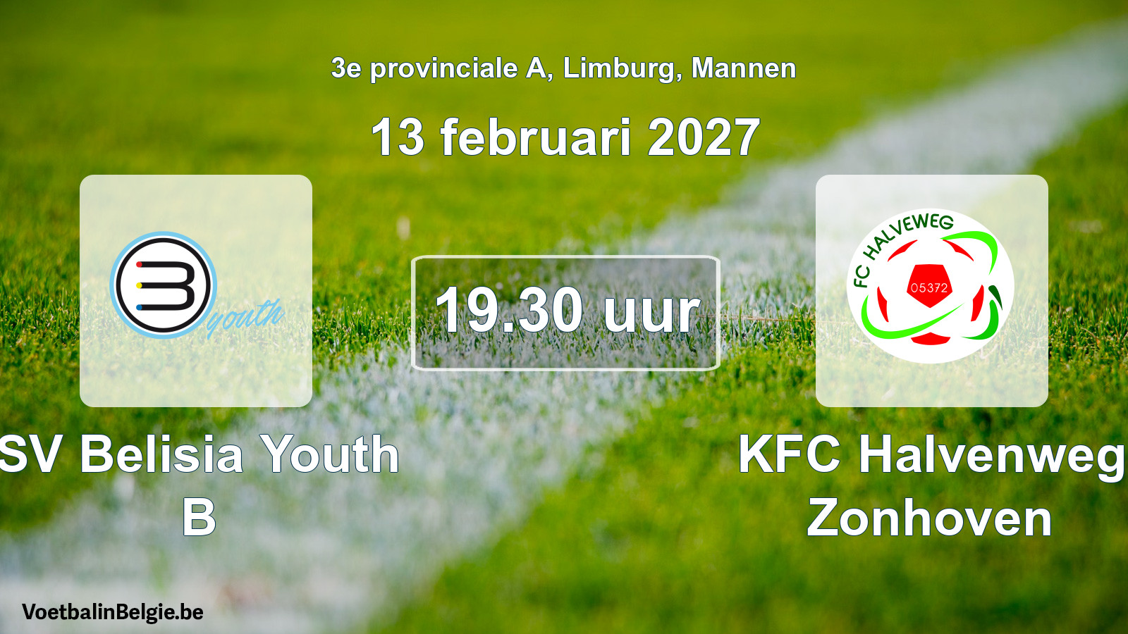 Geplande wedstrijd mannenvoetbal: SV Belisia Youth B - KFC Halvenweg Zonhoven (13 februari 2027)