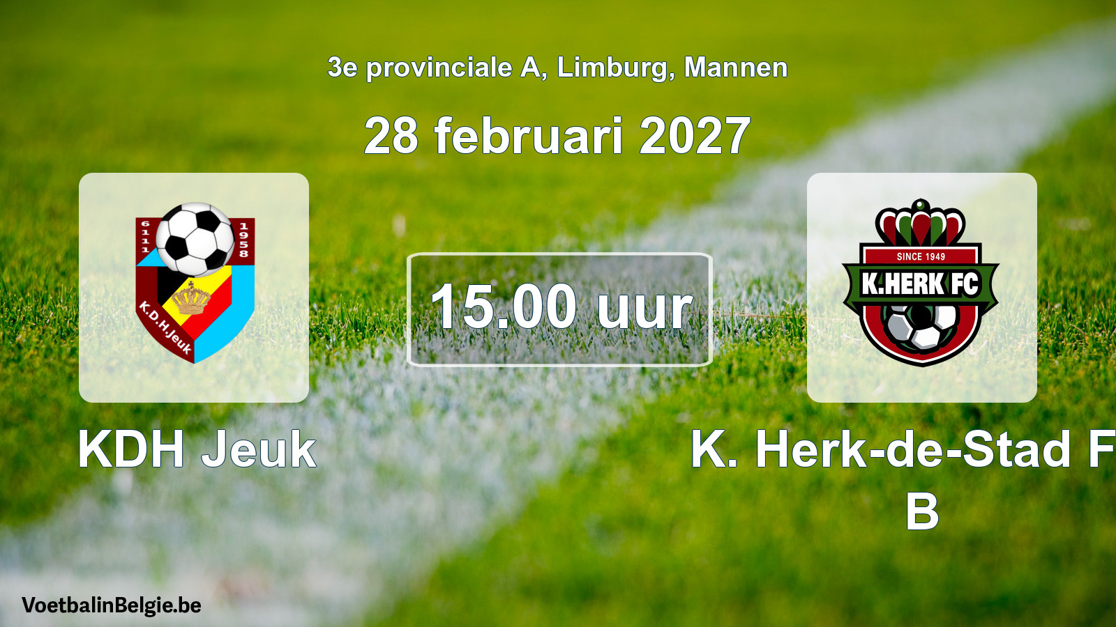 Geplande wedstrijd mannenvoetbal: KDH Jeuk - K. Herk-de-Stad FC B (28 februari 2027)