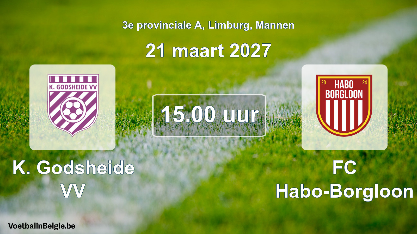 Geplande wedstrijd mannenvoetbal: K. Godsheide VV - FC Habo-Borgloon (21 maart 2027)