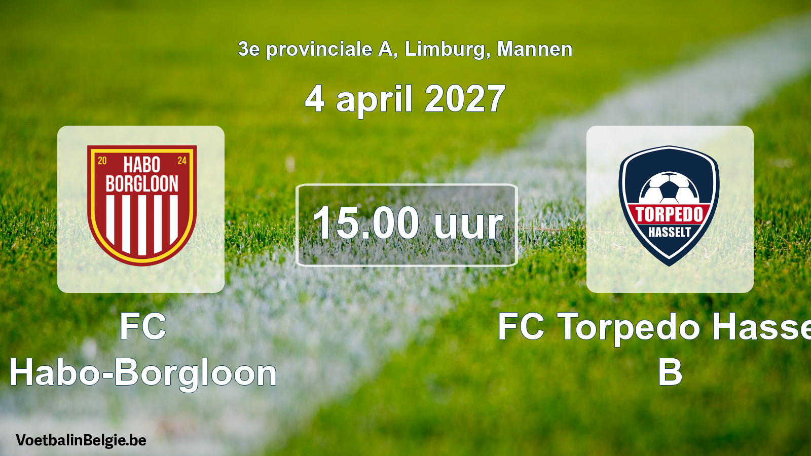 Geplande wedstrijd mannenvoetbal: FC Habo-Borgloon - FC Torpedo Hasselt B (4 april 2027)
