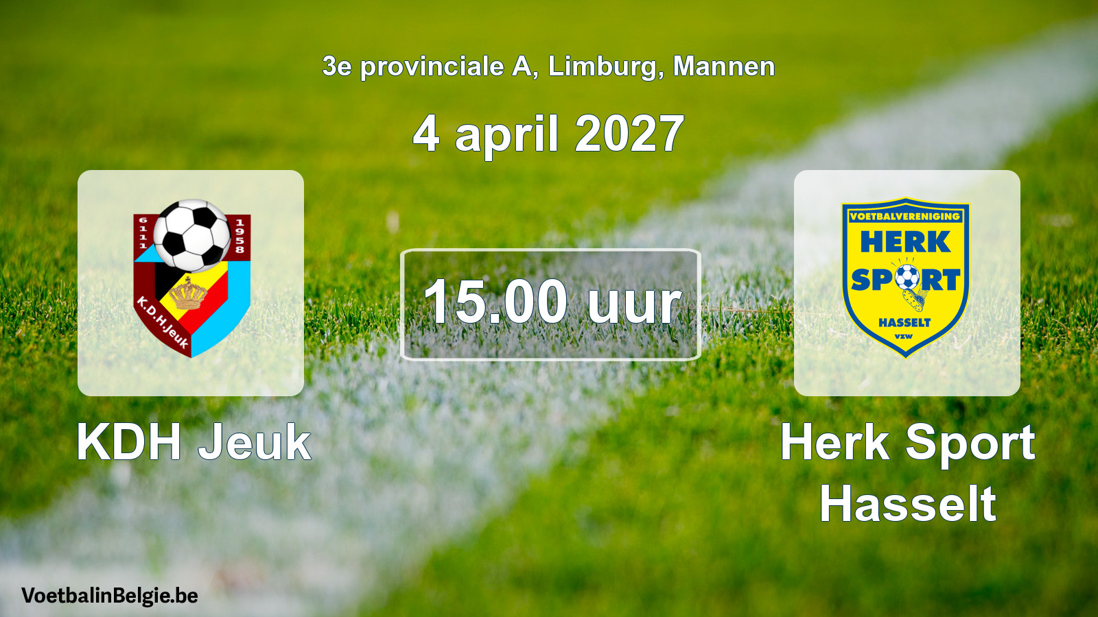 Geplande wedstrijd mannenvoetbal: KDH Jeuk - Herk Sport Hasselt (4 april 2027)
