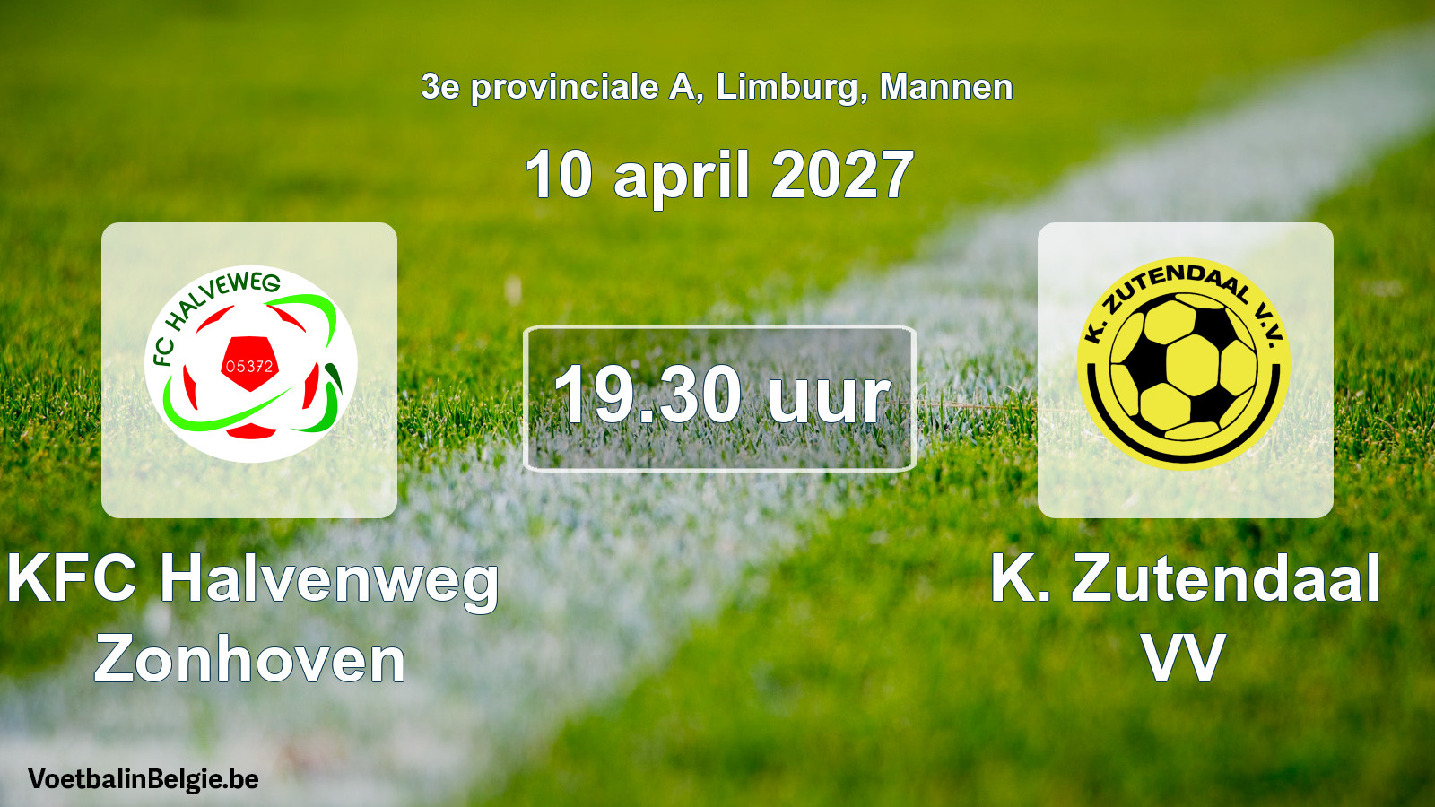 Geplantes Spiel männer-Fußball: KFC Halvenweg Zonhoven - K. Zutendaal VV (10 April 2027)