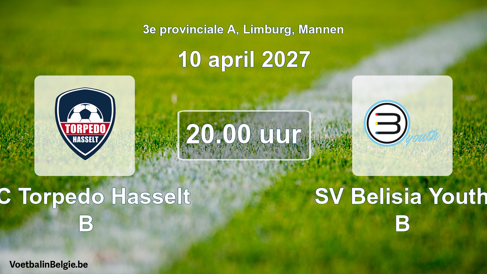 Geplande wedstrijd mannenvoetbal: FC Torpedo Hasselt B - SV Belisia Youth B (10 april 2027)