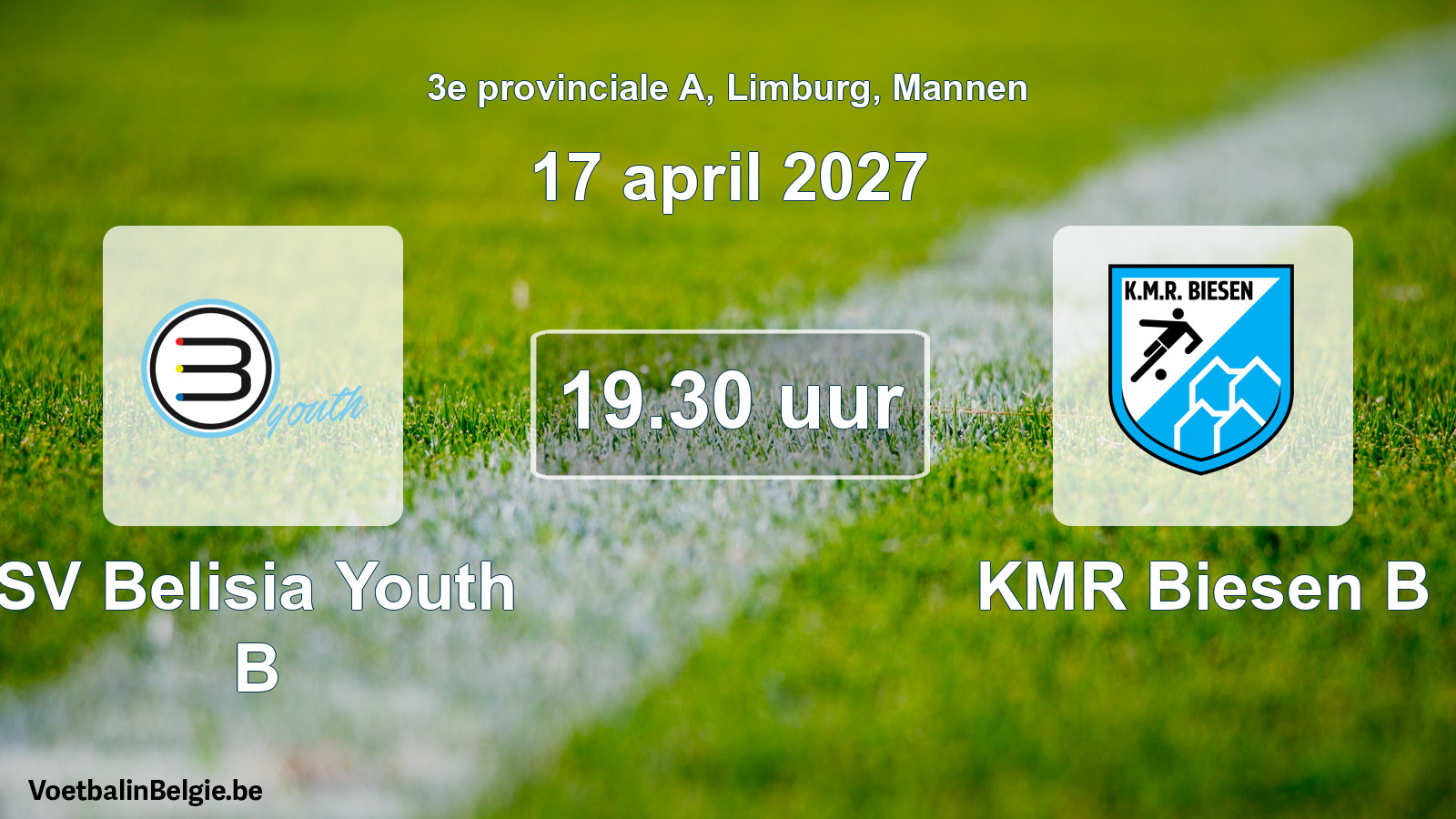 Geplande wedstrijd mannenvoetbal: SV Belisia Youth B - KMR Biesen B (17 april 2027)