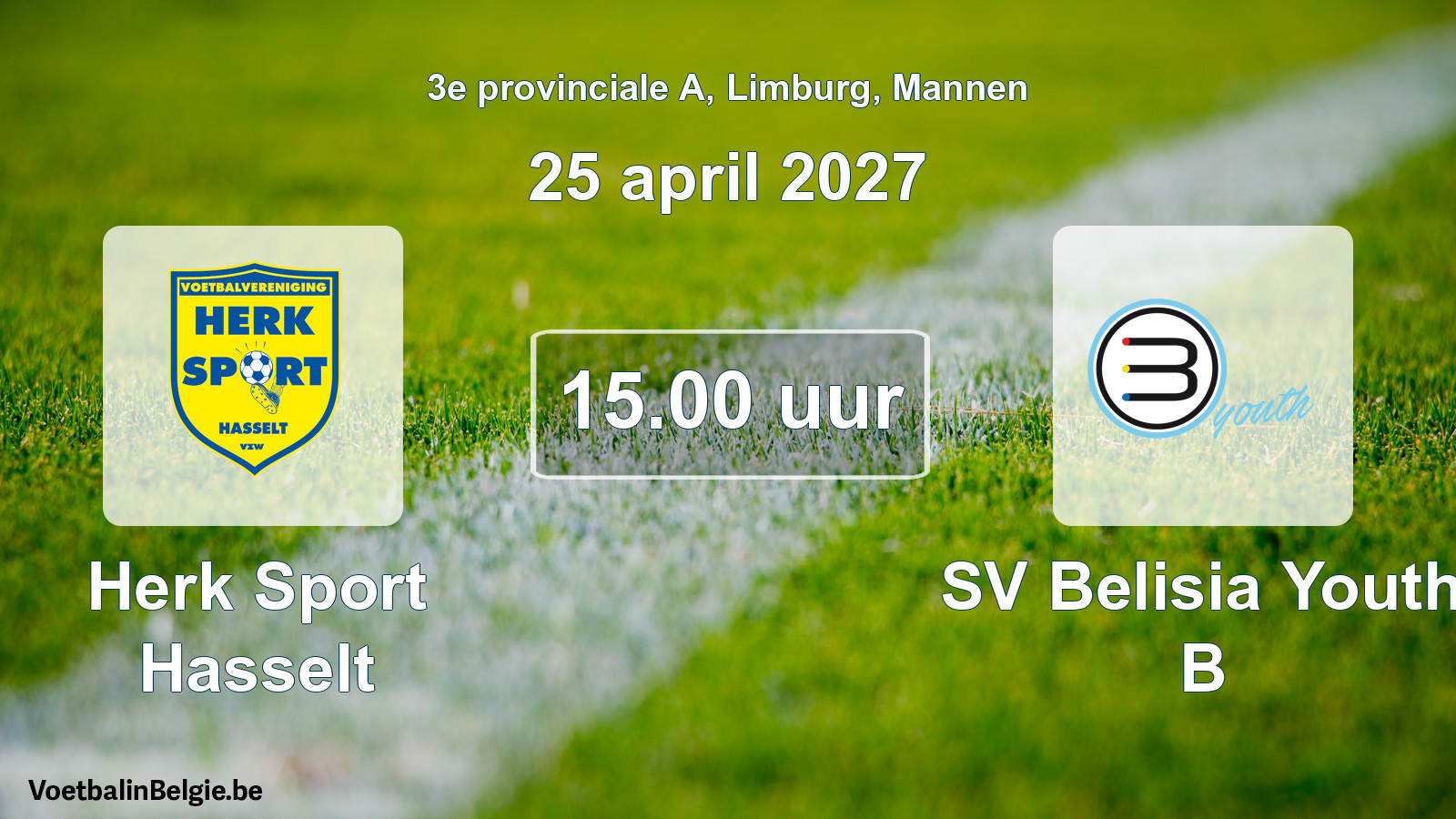 Geplande wedstrijd mannenvoetbal: Herk Sport Hasselt - SV Belisia Youth B (25 april 2027)