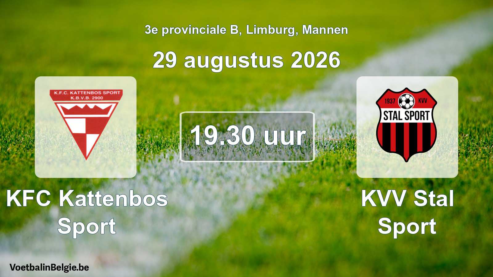 Geplande wedstrijd mannenvoetbal: KFC Kattenbos Sport - KVV Stal Sport (29 augustus 2026)