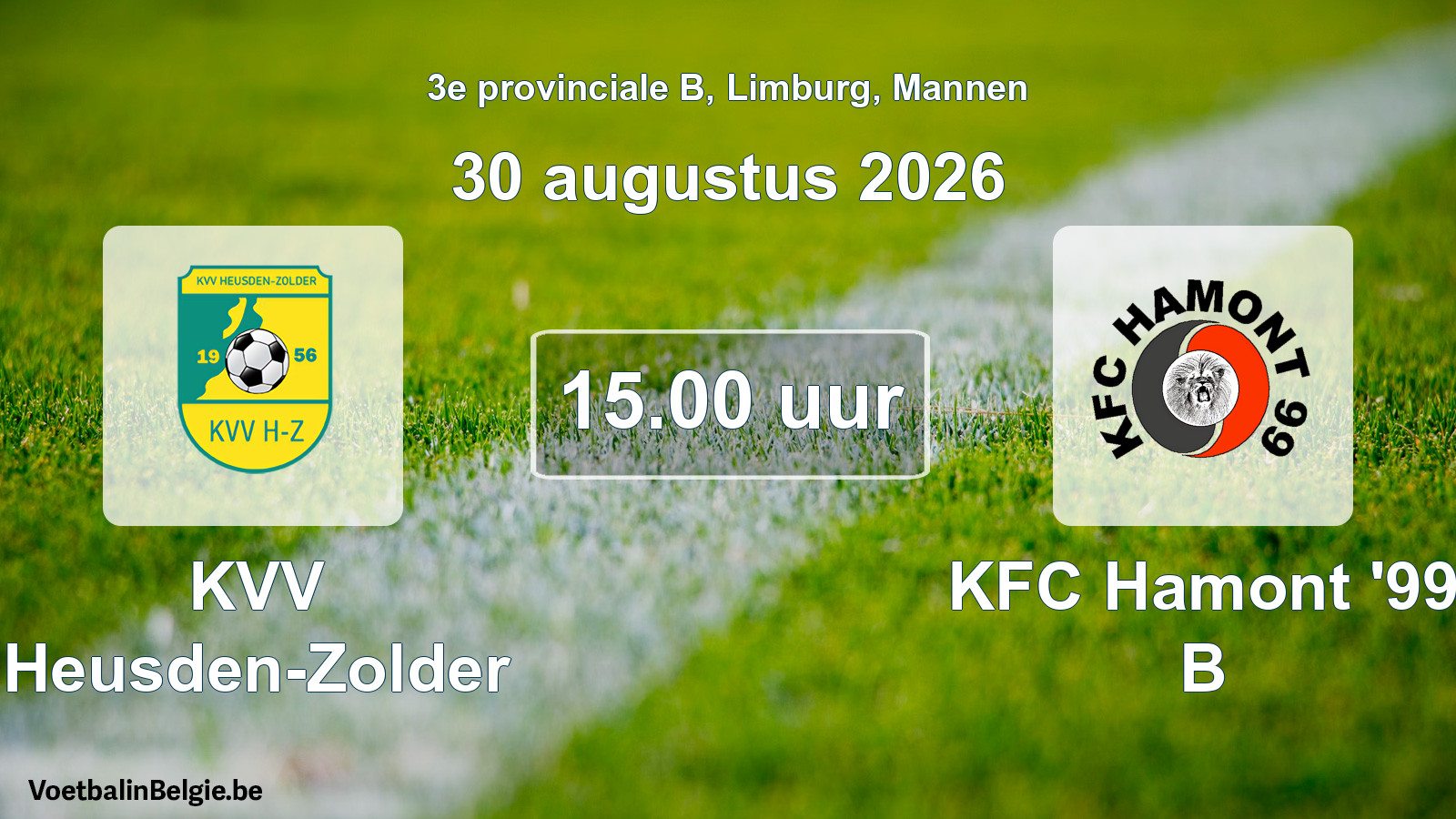 Geplande wedstrijd mannenvoetbal: KVV Heusden-Zolder - KFC Hamont '99 B (30 augustus 2026)