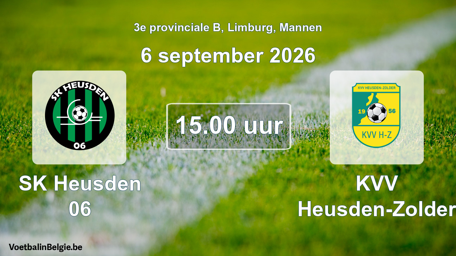 Match prévu football hommes: SK Heusden 06 - KVV Heusden-Zolder (6 septembre 2026)