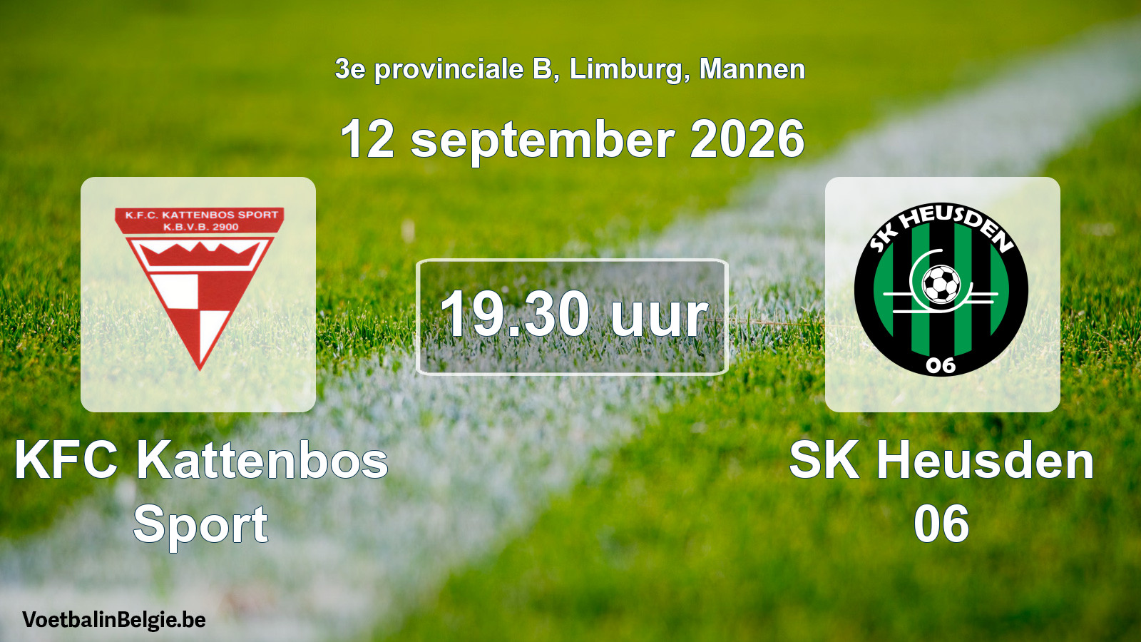 Geplande wedstrijd mannenvoetbal: KFC Kattenbos Sport - SK Heusden 06 (12 september 2026)