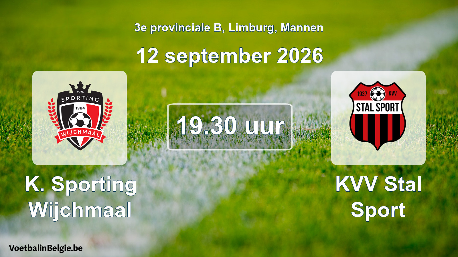 Geplande wedstrijd mannenvoetbal: K. Sporting Wijchmaal - KVV Stal Sport (12 september 2026)