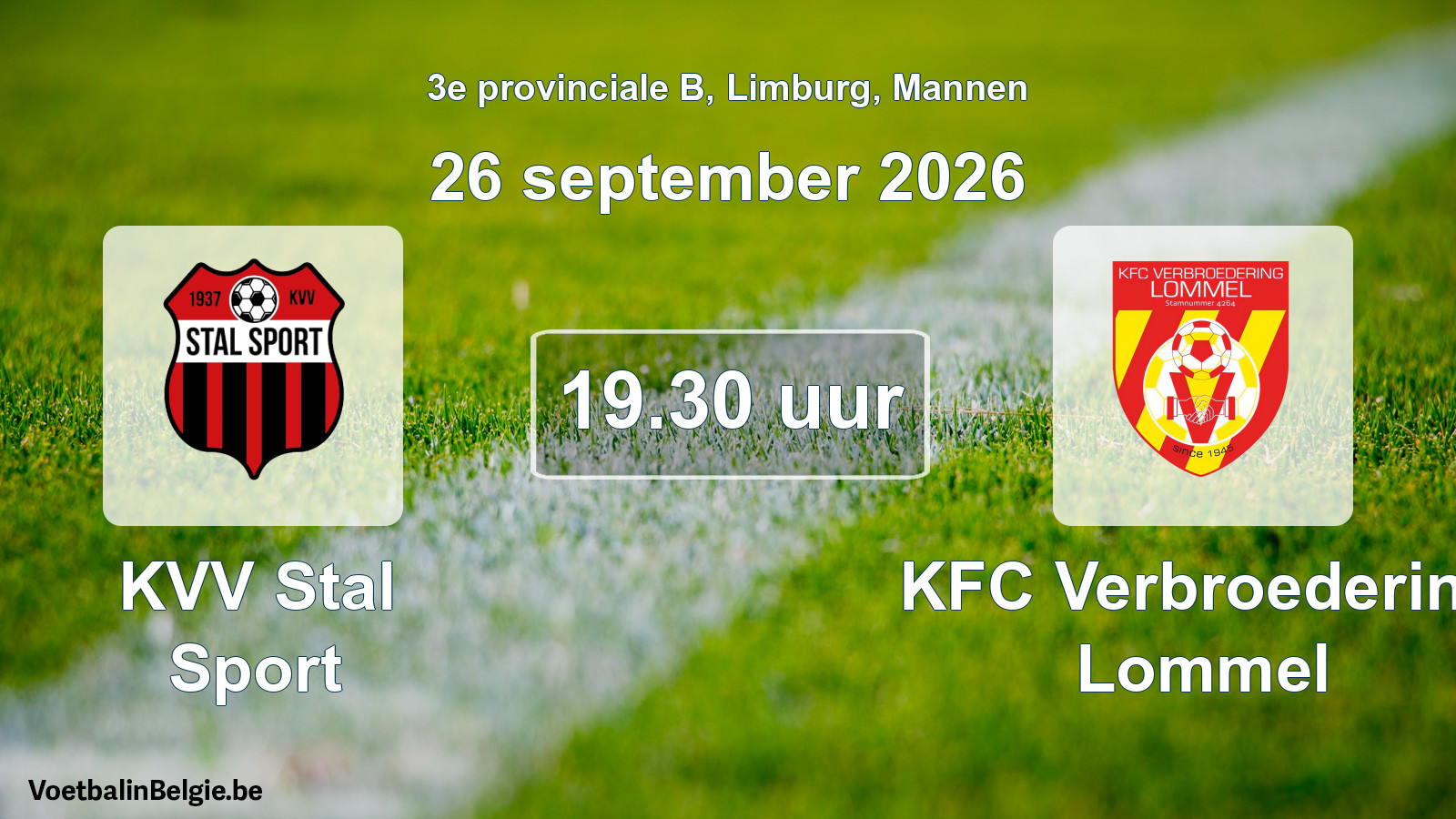 Geplande wedstrijd mannenvoetbal: KVV Stal Sport - KFC Verbroedering Lommel (26 september 2026)
