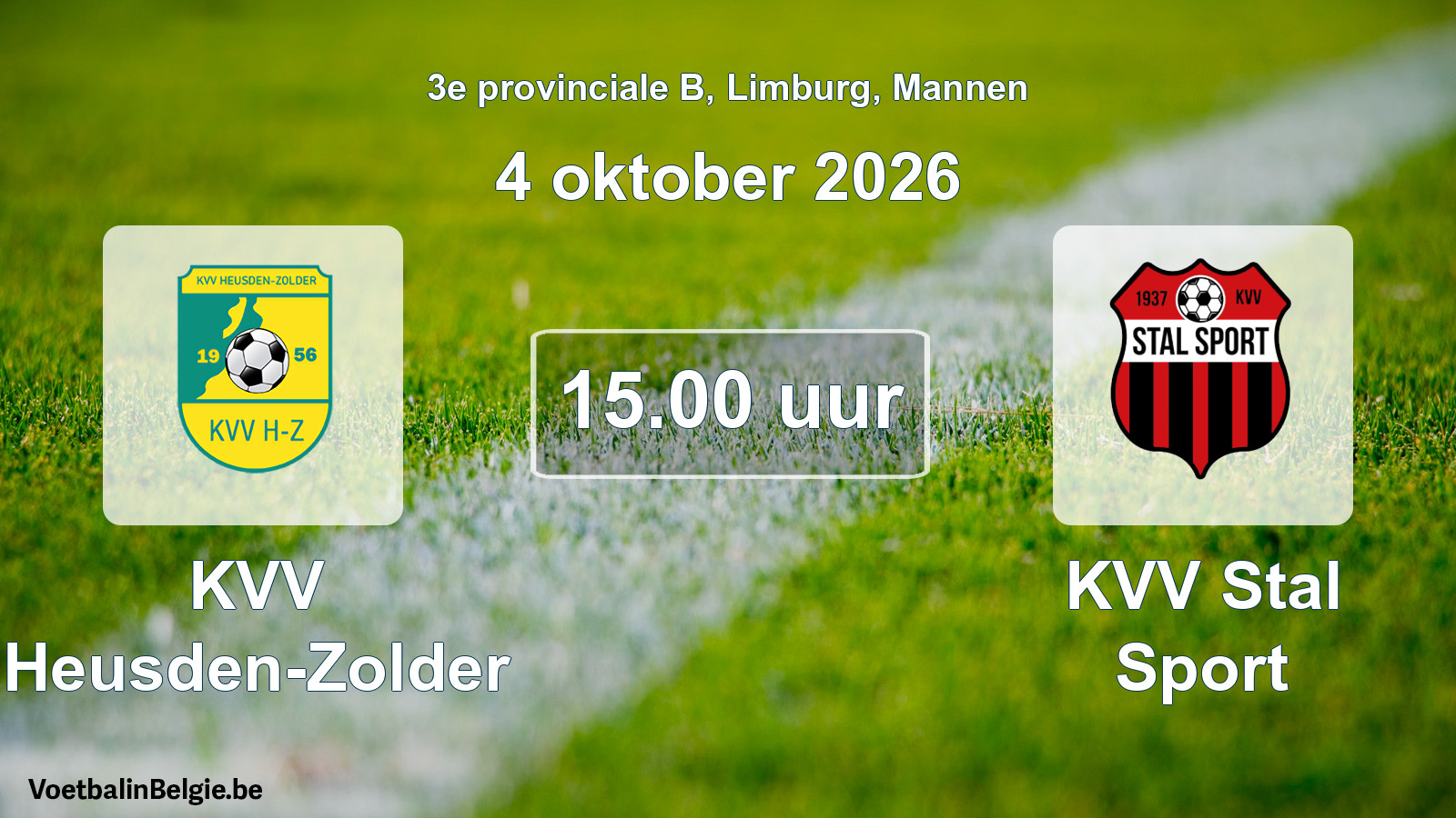Geplande wedstrijd mannenvoetbal: KVV Heusden-Zolder - KVV Stal Sport (4 oktober 2026)