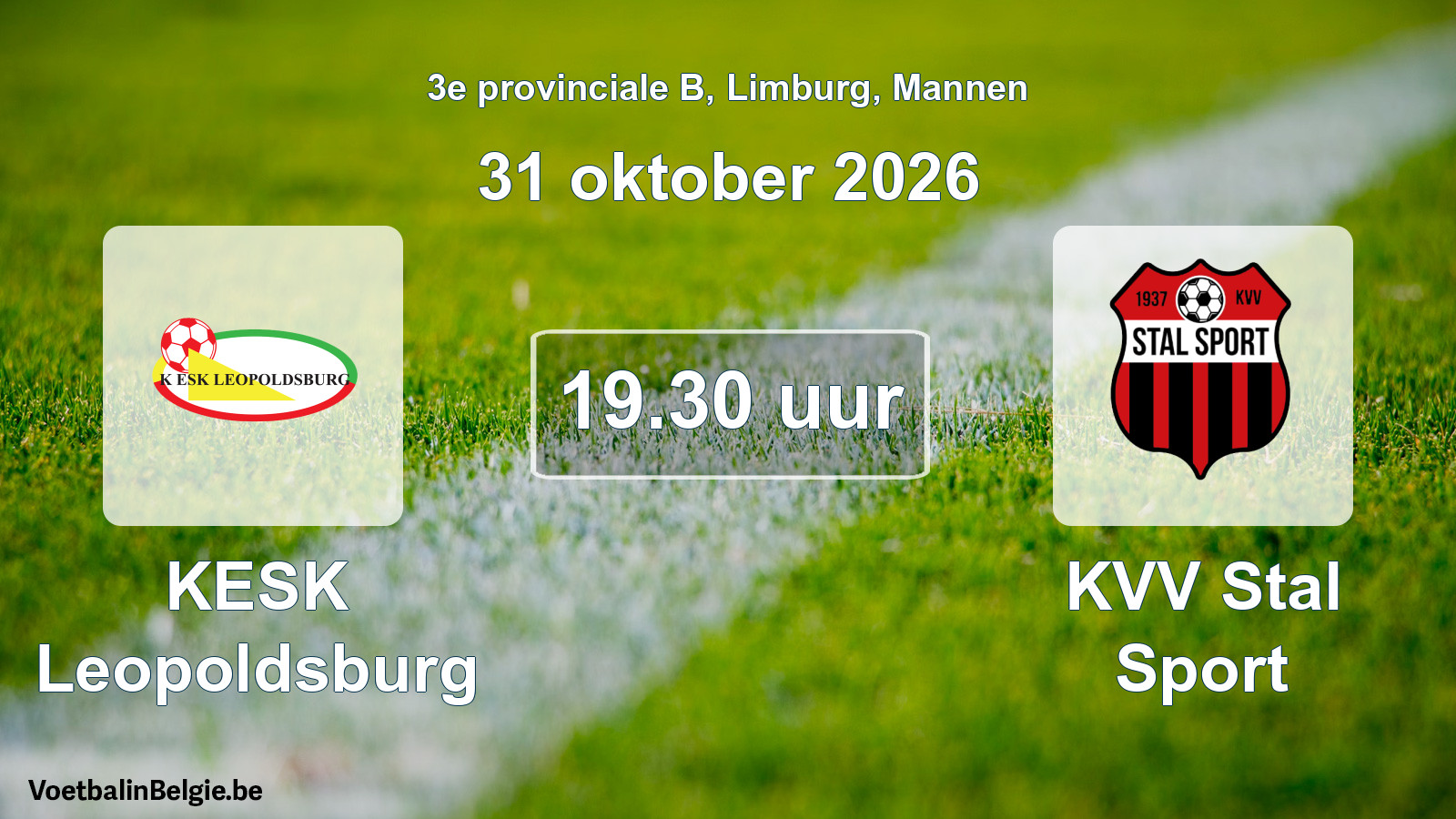 Geplande wedstrijd mannenvoetbal: KESK Leopoldsburg - KVV Stal Sport (31 oktober 2026)