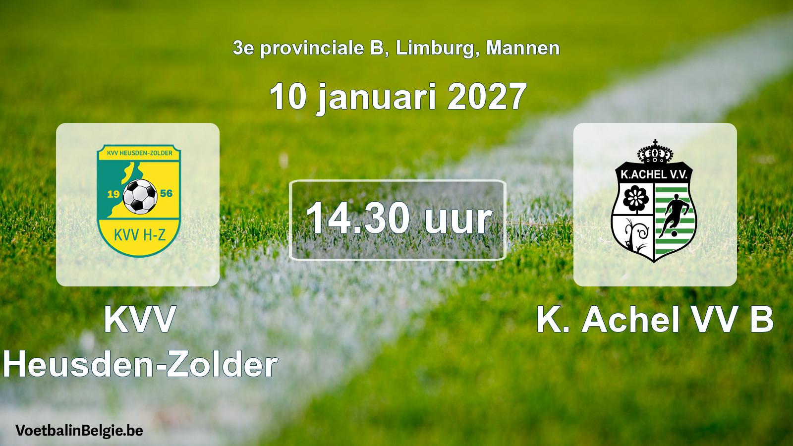 Geplande wedstrijd mannenvoetbal: KVV Heusden-Zolder - K. Achel VV B (10 januari 2027)