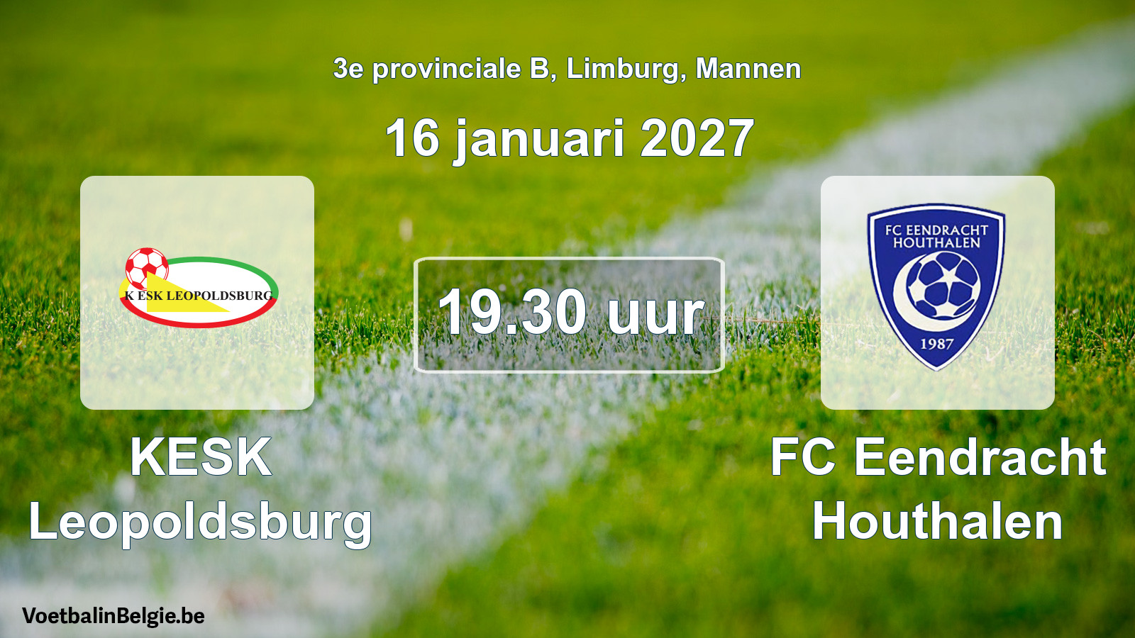 Geplande wedstrijd mannenvoetbal: KESK Leopoldsburg - FC Eendracht Houthalen (16 januari 2027)