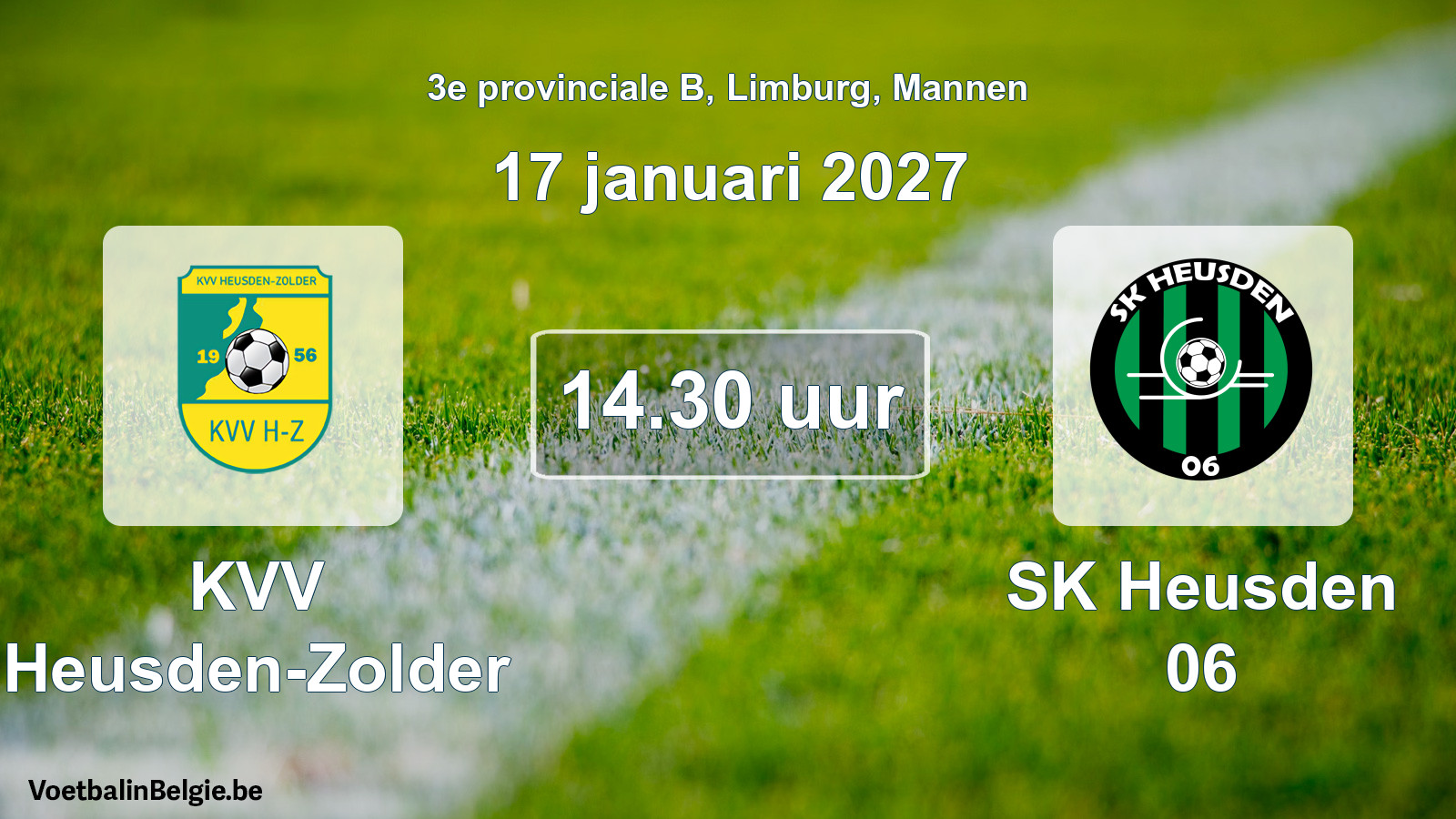 Geplande wedstrijd mannenvoetbal: KVV Heusden-Zolder - SK Heusden 06 (17 januari 2027)