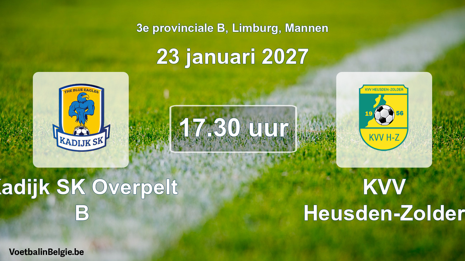 Geplande wedstrijd mannenvoetbal: Kadijk SK Overpelt B - KVV Heusden-Zolder (23 januari 2027)