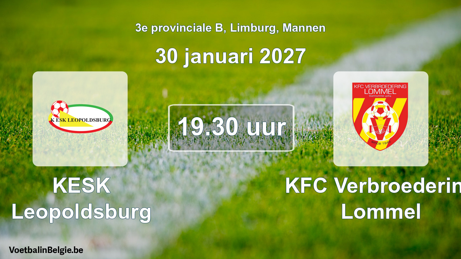 Geplande wedstrijd mannenvoetbal: KESK Leopoldsburg - KFC Verbroedering Lommel (30 januari 2027)