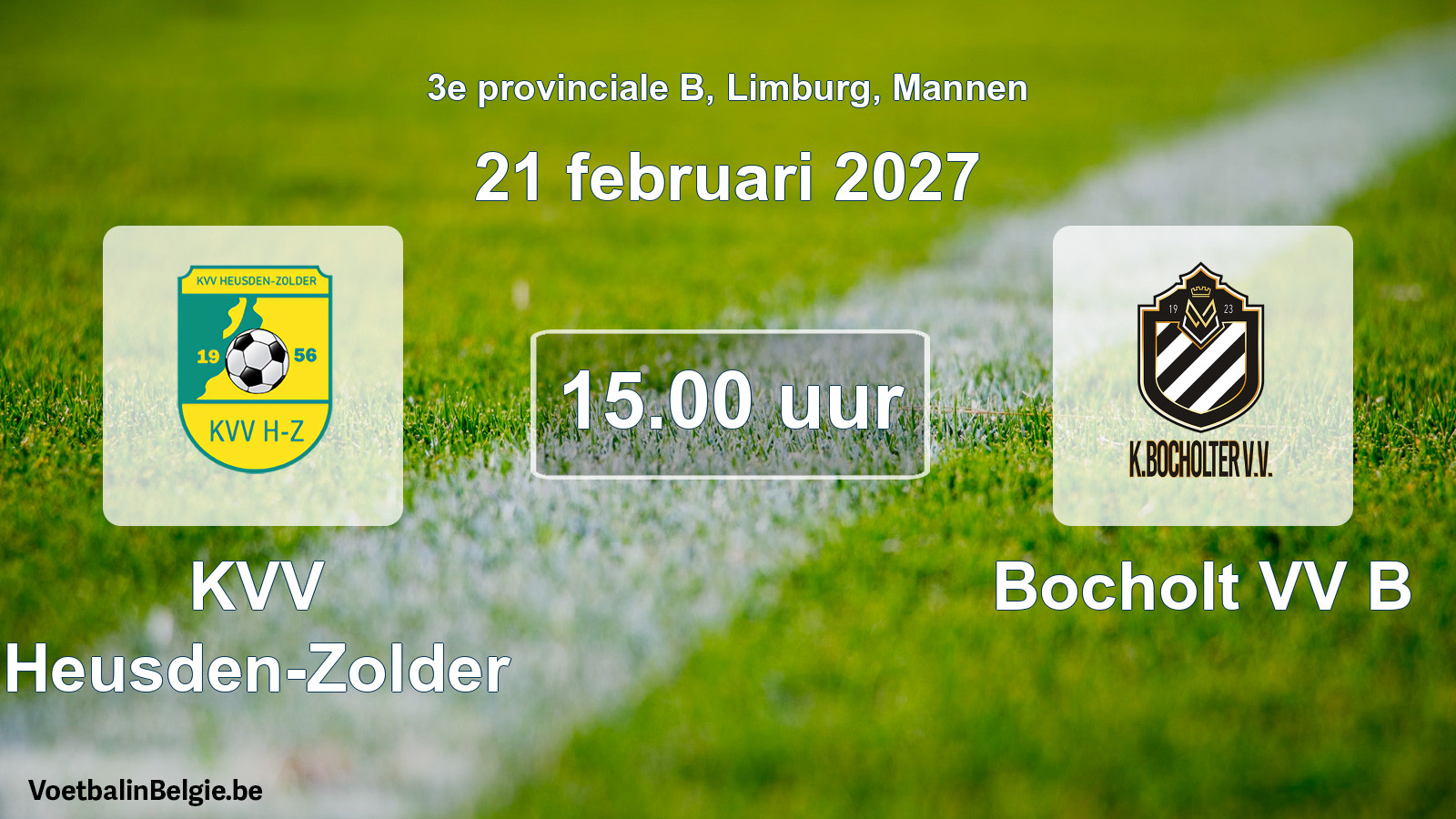 Geplande wedstrijd mannenvoetbal: KVV Heusden-Zolder - Bocholt VV B (21 februari 2027)