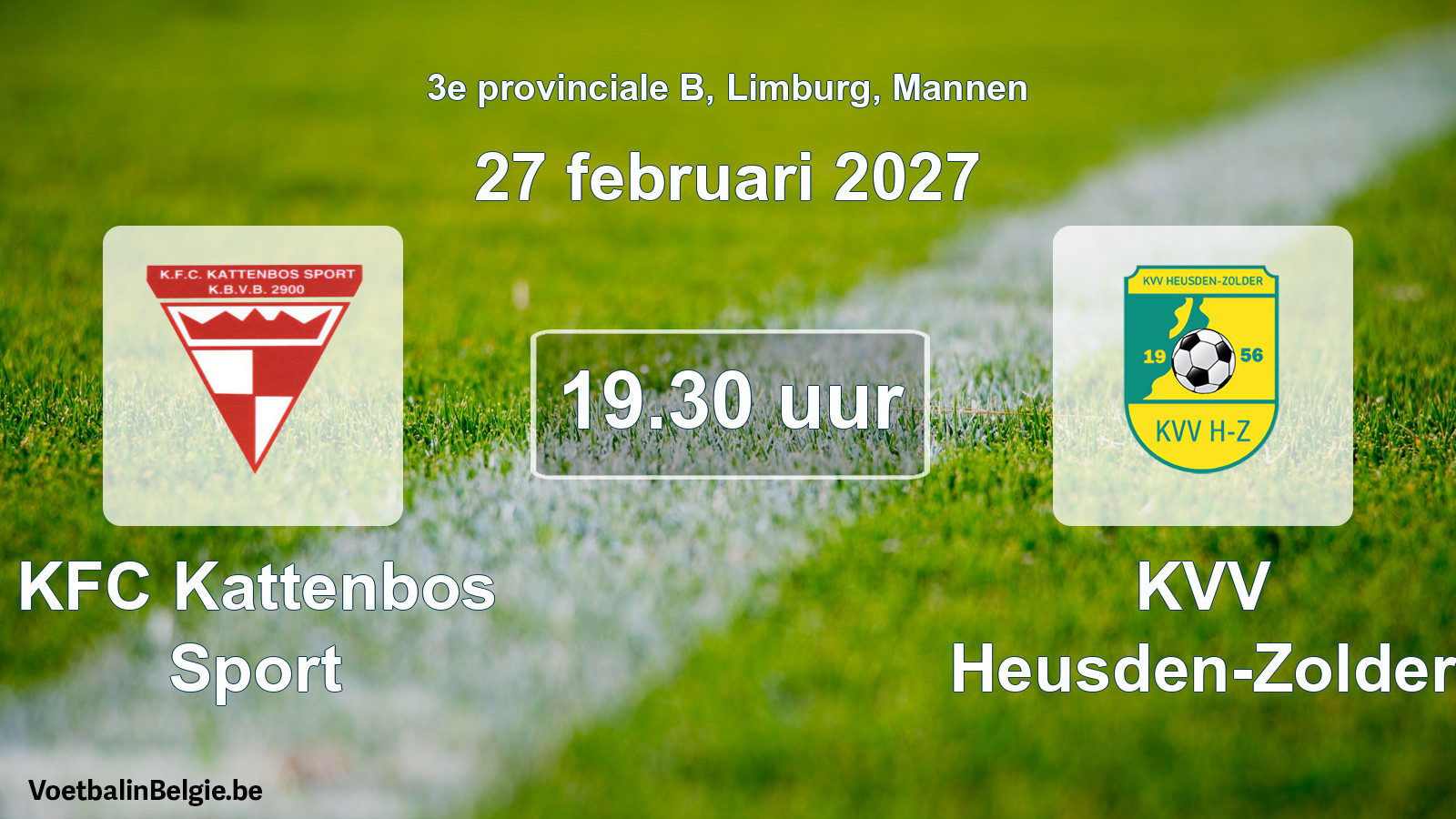 Geplande wedstrijd mannenvoetbal: KFC Kattenbos Sport - KVV Heusden-Zolder (27 februari 2027)