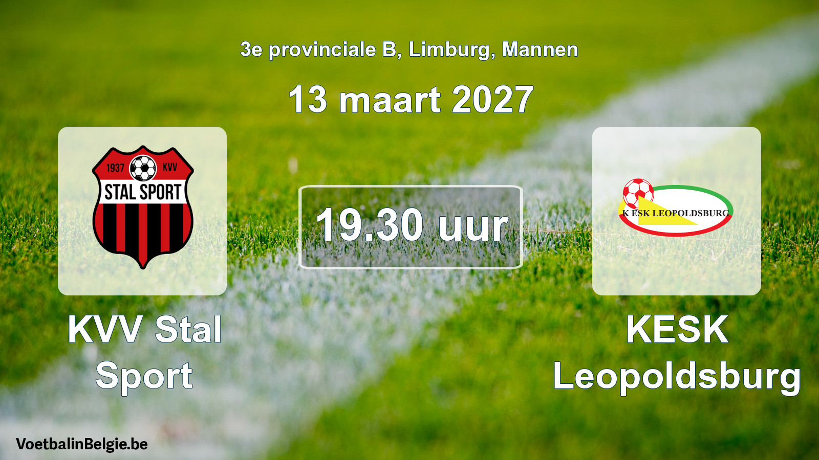 Match prévu football hommes: KVV Stal Sport - KESK Leopoldsburg (13 mars 2027)
