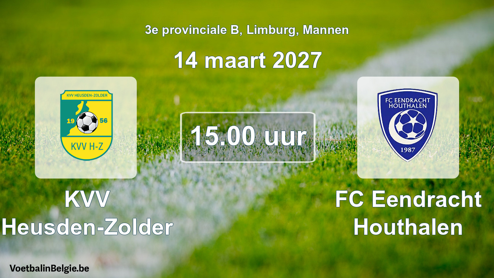 Geplande wedstrijd mannenvoetbal: KVV Heusden-Zolder - FC Eendracht Houthalen (14 maart 2027)