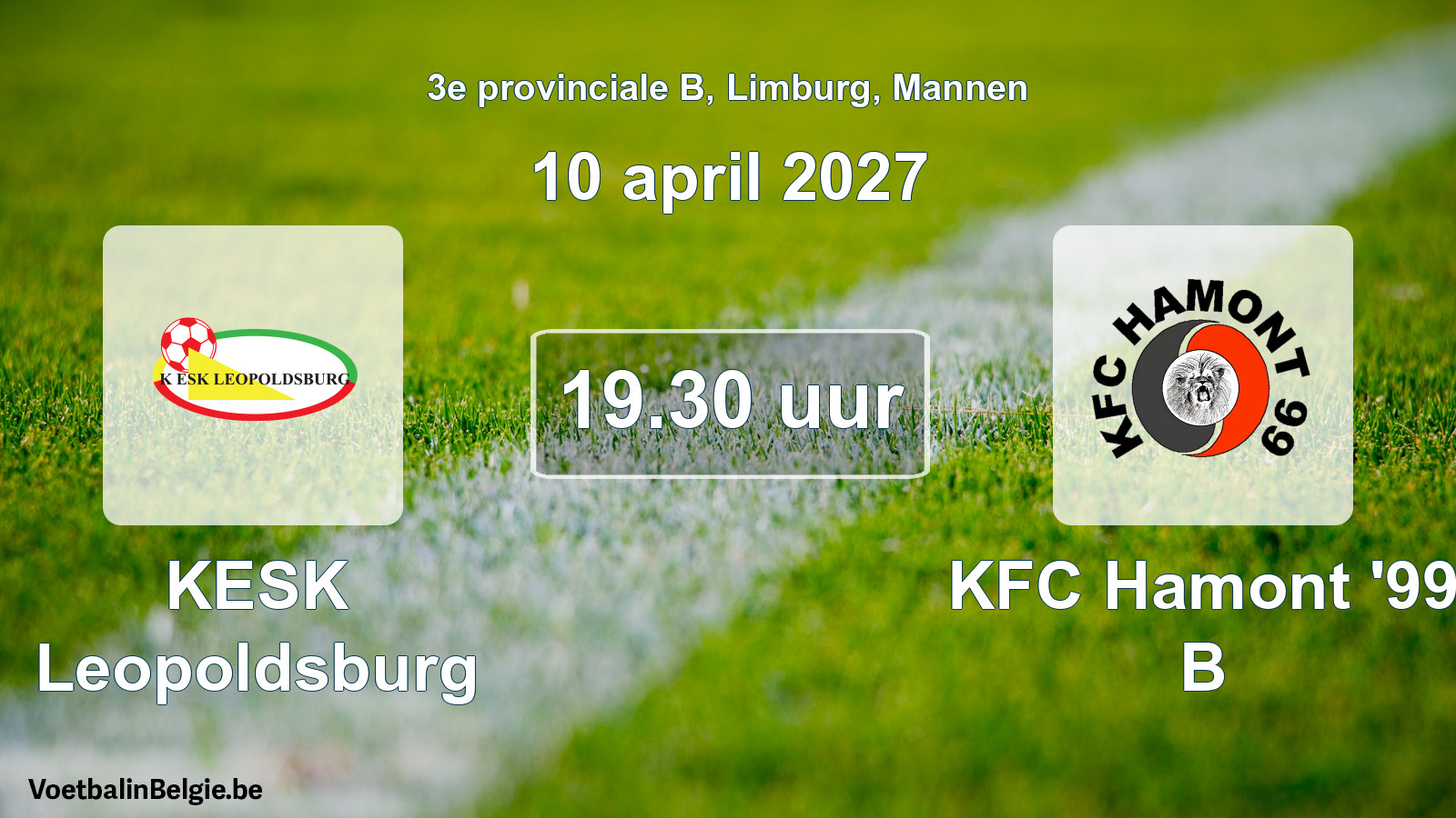 Geplande wedstrijd mannenvoetbal: KESK Leopoldsburg - KFC Hamont '99 B (10 april 2027)