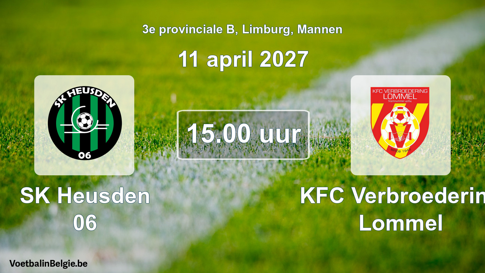 Geplande wedstrijd mannenvoetbal: SK Heusden 06 - KFC Verbroedering Lommel (11 april 2027)